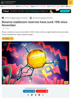 Falling Binance Stablecoin Reserves Signal Liquidity Crunch
