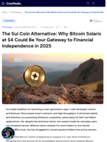 The Sui Coin Alternative: Why Bitcoin Solaris at $4 Could Be Your Gateway to Financial Independence in 2025