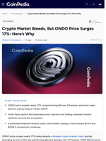 Crypto Market Bleeds, But ONDO Price Surges 17%: Here’s Why