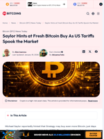 Saylor Hints at Fresh Bitcoin Buy As US Tariffs Spook the Market