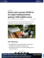 Donut Labs secures $22M for AI crypto trading browser, gaining 160K waitlist users