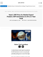 Here’s XRP Price As Market Expert Predicts XRP Dominance to Hit a 6-Year Peak