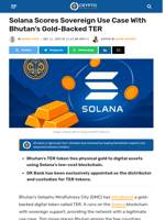 Bhutan Launches Gold-Backed TER Token on Solana blockchain