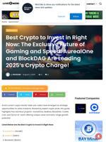 Best Crypto to Invest in Right Now: The Exclusive Future of Gaming and Speed: AurealOne and BlockDAG Are Leading 2025’s Crypto Charge! | Live Bitcoin News