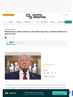 White House claims victory in Operation Epic Fury, market skeptical of April 30 end