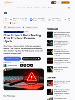 Cow Protocol Halts Trading After Frontend Domain Hijack – Bitcoin News