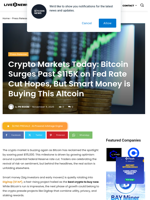 Crypto Markets Today: Bitcoin Surges Past $115K on Fed Rate Cut Hopes, But Smart Money is Buying This Altcoin | Live Bitcoin News
