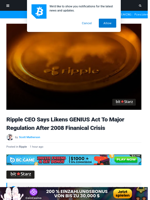 Ripple CEO Says Likens GENIUS Act To Major Regulation After 2008 Finanical Crisis | Bitcoinist.com