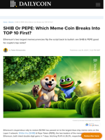 SHIB Or PEPE: Which Meme Coin Breaks Into TOP 10 First? - DailyCoin