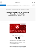 Scaramucci Backs $700M Avalanche Token Buy via AVAX One