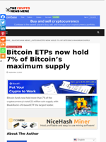 Bitcoin ETPs now hold 7% of Bitcoin's maximum supply - The Crypto News Wire