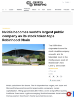 Nvidia becomes world's largest public company as its stock token tops Robinhood Chain