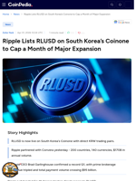 Ripple Lists RLUSD on South Korea's Coinone to Cap a Month of Major Expansion