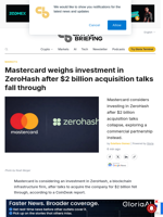 Mastercard weighs investment in ZeroHash after $2 billion acquisition talks fall through - Crypto Briefing