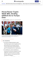 House Passes 'Crypto Week' Bills, Sending GENIUS Act to Trump’s Desk