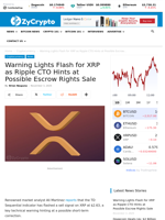 Warning Lights Flash for XRP as Ripple CTO Hints at Possible Escrow Rights Sale ⋆ ZyCrypto