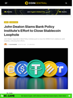 John Deaton Slams Bank Policy Institute’s Effort to Close Stablecoin Loophole