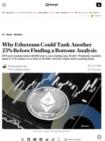 Why Ethereum Could Tank Another 25% Before Finding a Bottom: Analysis - Decrypt