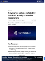 Polymarket volume inflated by 'artificial' activity: Columbia researchers