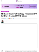 Michael Saylor’s Strategy Proposes IPO for Euro-backed