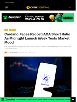 Cardano Faces Record ADA Short Ratio As Midnight Launch Week Tests Market Mood