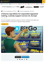 BitGo Expands Custody, Staking Partnership With 21Shares