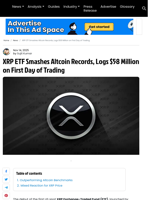 XRP ETF Smashes Altcoin Records, Logs $58 Million on First Day of Trading