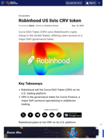 Robinhood US lists CRV token