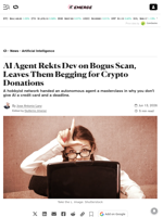 AI Agent Rekts Dev on Bogus Scan, Leaves Them Begging for Crypto Donations - Decrypt