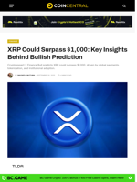 XRP Could Surpass $1,000: Key Insights Behind Bullish Prediction - CoinCentral