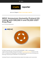 MEXC Announces Humanity Protocol (H) Listing with $90,000 H and 50,000 USDT Prize Pool