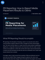 PR Reporting: How to Report Media Placement Results to Clients | Visionary Financial