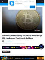 Something Bad Is Coming For Bitcoin: Analyst Says BTC Has Entered This Bearish Sell Zone | Bitcoinist.com