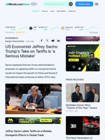 US Economist Jeffrey Sachs: Trump's Take on Tariffs Is 'a Serious Mistake' – Economics Bitcoin News