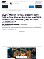 Crypto Market Review: Bitcoin's (BTC) Falling Star, Chance for Shiba Inu (SHIB) Bull Run, Is Ethereum (ETH) at $2,800 Unbreakable? - U.Today