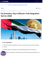 Fly Emirates, Pay in Bitcoin: Full Integration Set for 2026