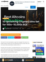 10 Upcoming Crypto Coins Set for 100x–10,000x ROI | Live Bitcoin News