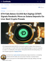 ETH Falls Below $3,000 But Digitap ($TAP) Signals Parabolic Move as Solana Deposits Go Live: Best Crypto Presale