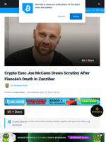 Crypto Exec Joe McCann Draws Scrutiny After Fiancée's Death in Zanzibar