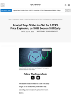 Analyst Says Shiba Inu Set for 1,529% Price Explosion, as SHIB Season Still Early