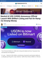 Neutral AI USD (USDN) Announces Official Launch With BitMart Listing and Fiat On-Ramp via Onramp Money