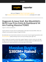 Aave Slows, DOGE Divides, But BlockDAG Powers Ahead With $388M Raised