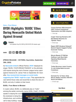 BYDFi Highlights 'BUIDL' Ethos During Newcastle United Match Against Arsenal