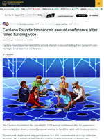 Cardano Foundation Cancels Conference After Failed DAO Vote