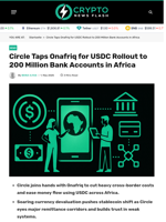 Circle Taps Onafriq for USDC Rollout to 200 Million Bank Accounts in Africa - Crypto News Flash
