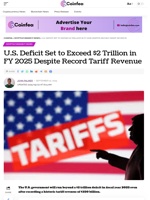 U.S. Set to Exceed $2 Trillion in FY 2025 Despite Tariff