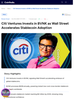 Citi Ventures Invests in BVNK as Wall Street Accelerates Stablecoin Adoption