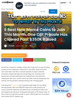 9 Best New Meme Coins to Join This Month: One Cat Presale Has Clawed Past $350K Raised | Live Bitcoin News
