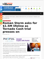 Roman Storm asks for $1.5M lifeline as Tornado Cash trial presses on - The Crypto News Wire