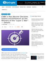 CNBC’s Ran Neuner Declares Solana and Ethereum as the Winners of the “Layer 1 War” — Details ⋆ ZyCrypto